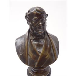 Baron Carlo Marochetti (Italian, 1805-1867), bronze bust of Andrew Stephenson Dalglish, upon a socle base, and ebonised circular plinth, signed to bronze C Marochetti, overall H31cm
