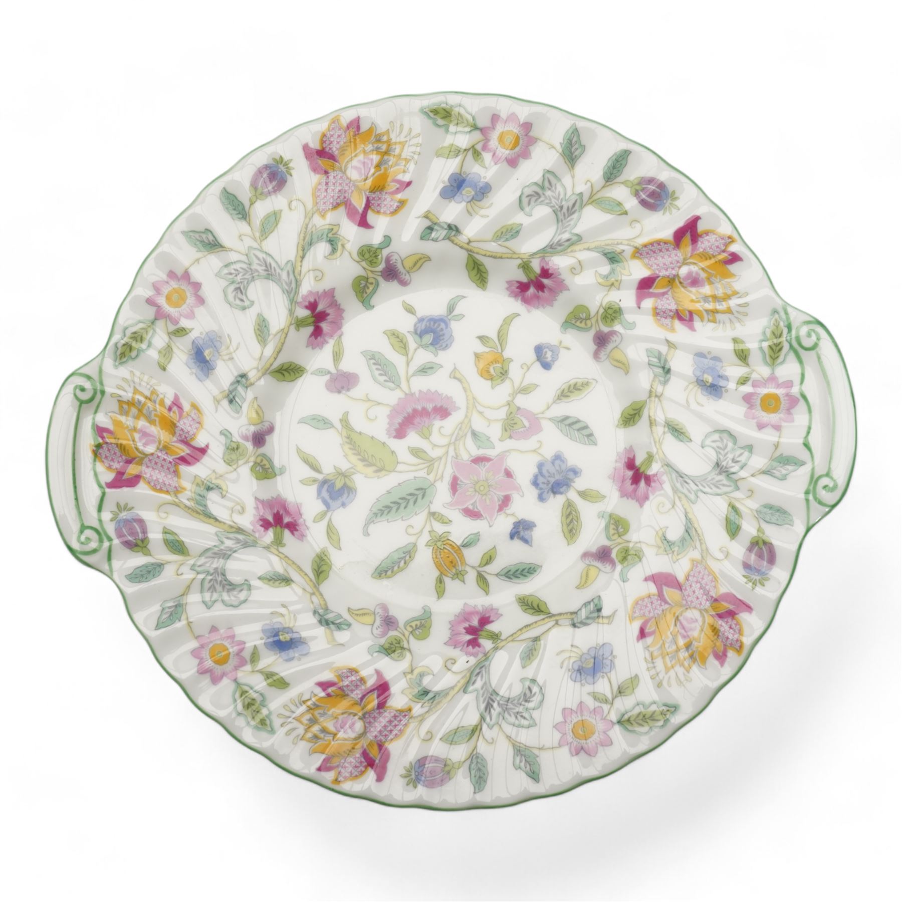 Minton Haddon Hall tea and dinner wares, including six cups and saucers, milk jug, six side plates (two different sizes), one sandwich plate, a large bowl and nine salad bowls 