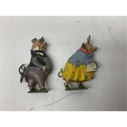 Collection of twenty-two Britains Cadbury's Cococubs play worn lead painted figures to include Mr Pie Porker, Mrs Pie Porker, Tiny Tusks, Captain Kangaroo, Granny Owl and others, Britains Snow White and Doc lead figures and other painted lead figures (30)