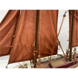 Wooden model of the Peterhead Herring Fishing Boat, Love Divine, PD404. on stand together with Wick Herring Fishing Boat, Galilee WK.1. on stand, L105cm, H64cm