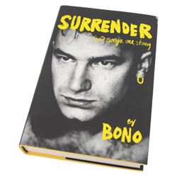U2 framed signed photograph, together with Surrender Bono's autobiography first edition and two other U2 books  
