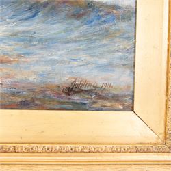 Robert Jobling (Staithes Group 1841-1923): 'Cowbar Nab - Yorkshire Coast', oil on canvas signed and dated 1914, original title label verso 71cm x 91cm 
Provenance: exh. Artists Belgian Relief Fund, Newcastle 1914, presented by the artist, label verso