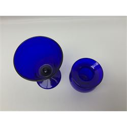 Bristol blue glass vase and goblet, together with Burleigh jug and other collectables