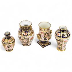 Four Royal  Crown Derby vases in imari p