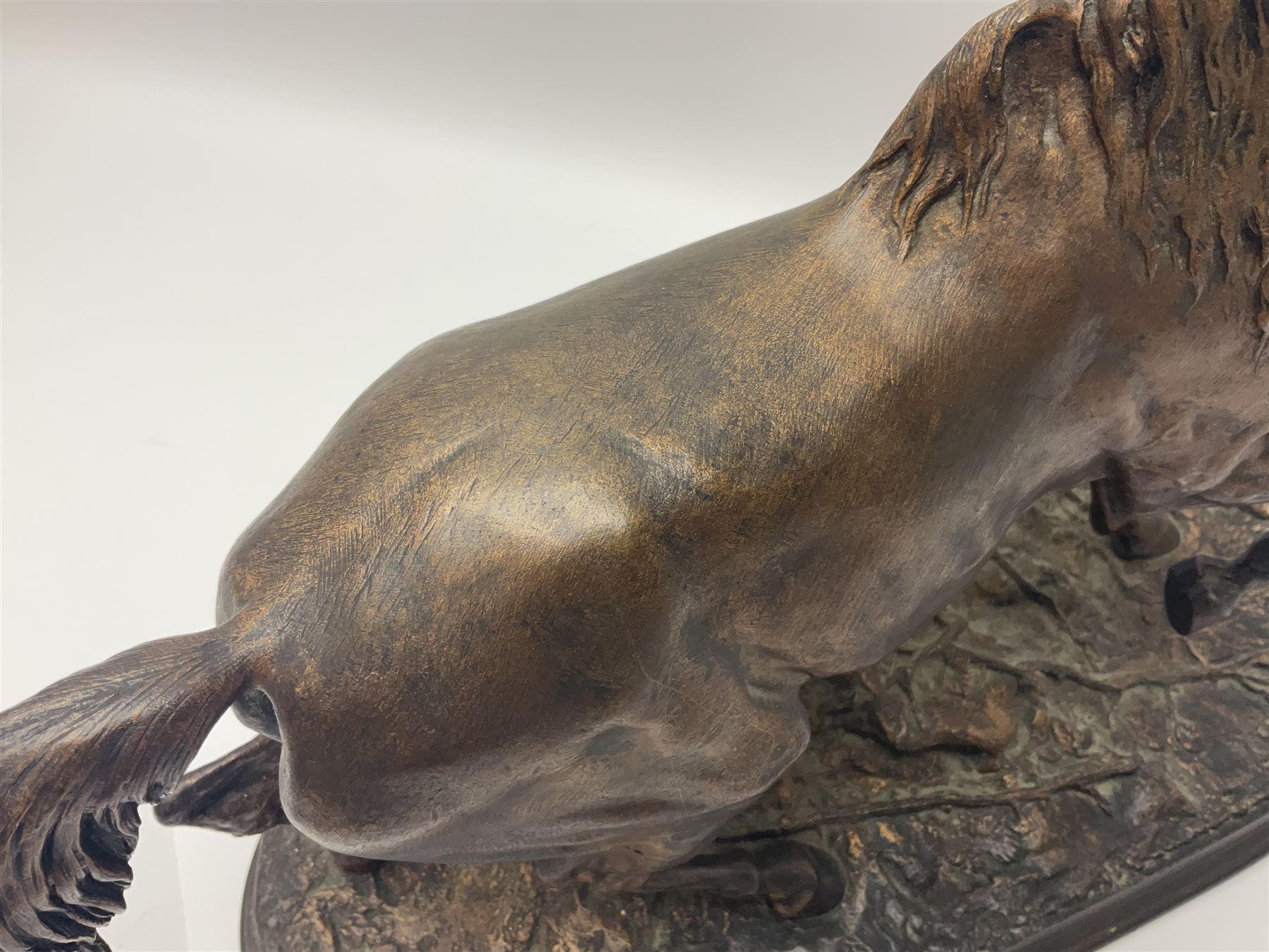 After P J Mene, bronze figure of a horse on a stepped oval base, H31cm 