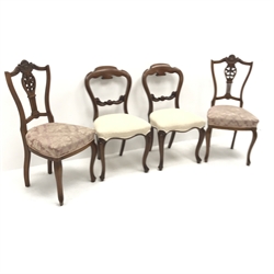 Two Victorian mahogany chairs with upholstered seats (W49cm) and two Edwardian mahogany salon chair (W48cm)
