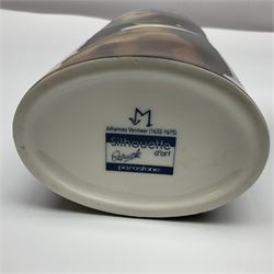 Dennis China Works vase with fluted rim together with three Cmielow figures and Beswick Silhouette vase of Girl with the Pearl earring, Beswick vase H22cm 