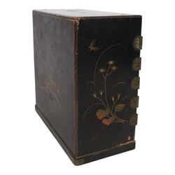 Two Japanese gilded and lacquered table-top jewel cabinets, tallest H26cm