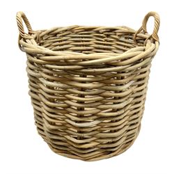 Large circular wicker log basket 
