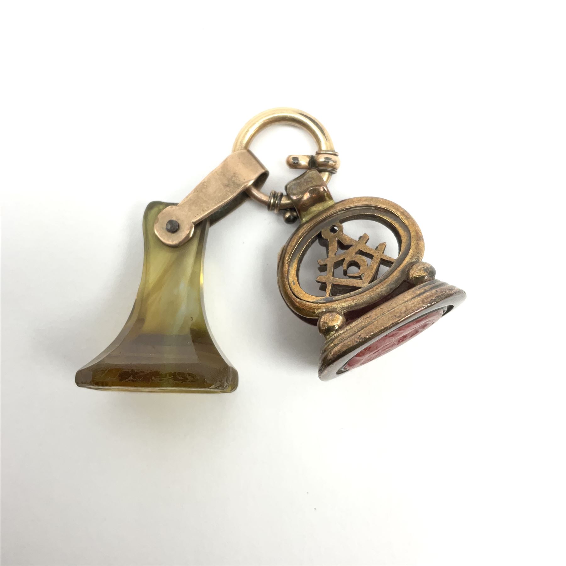 Masonic fob seal and another on spring catch loop