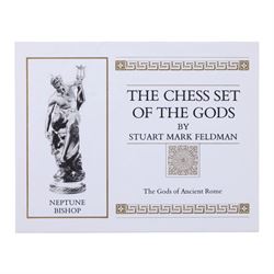 Franklin Mint - The Chess set of the Gods by Stuart Feldman, porcelain pieces, housed in fitted case with certificates 