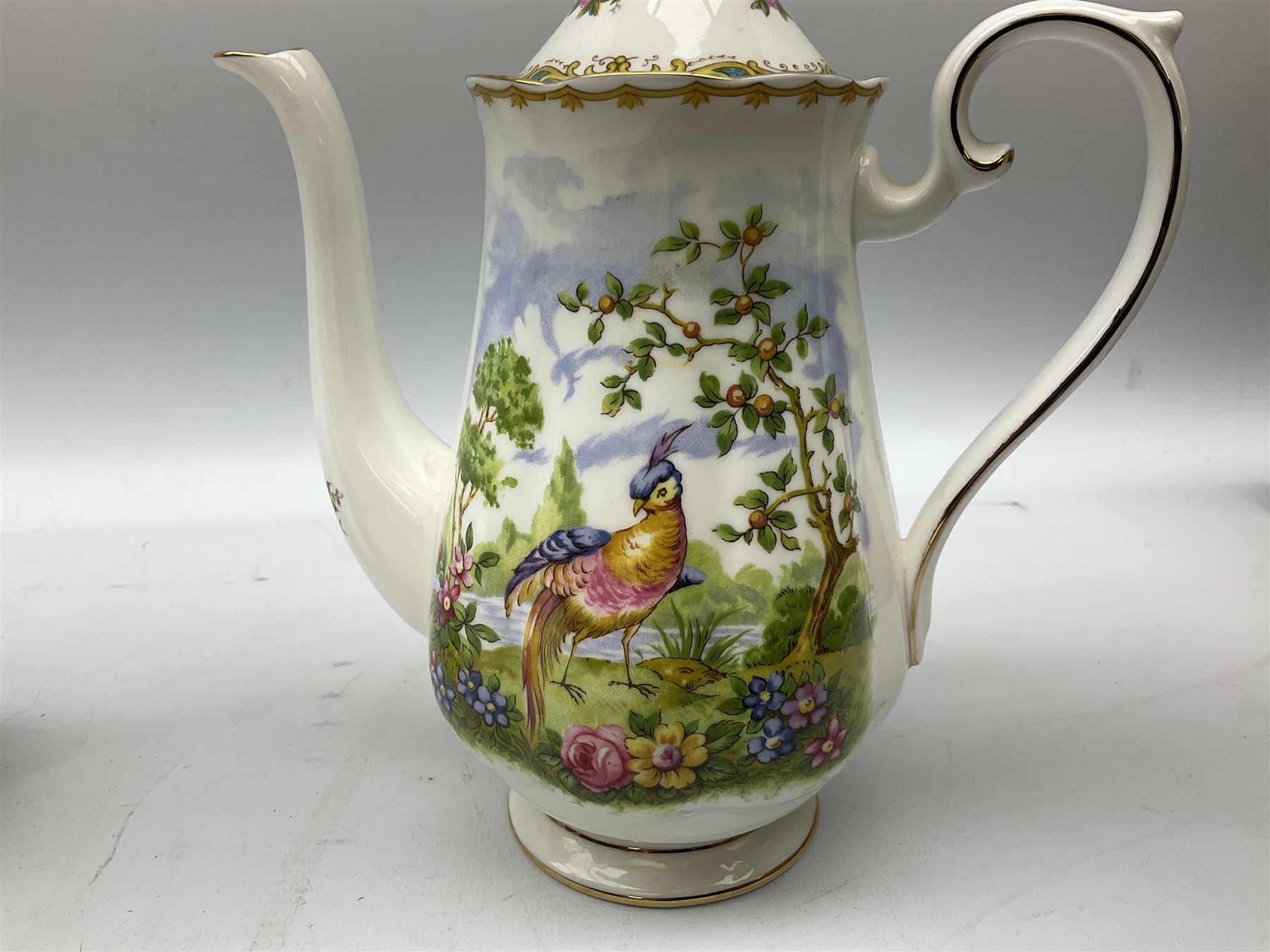 Royal Albert Chelsea Bird pattern coffee set for six Decorative Antiques Collectors Sale