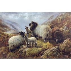 Robert Watson (British 1865-1916): Sheep on a Rocky Bank, oil on canvas signed and dated 1907, 59cm x 90cm 
Provenance: private collection; with James Alder Fine Art, Hexham