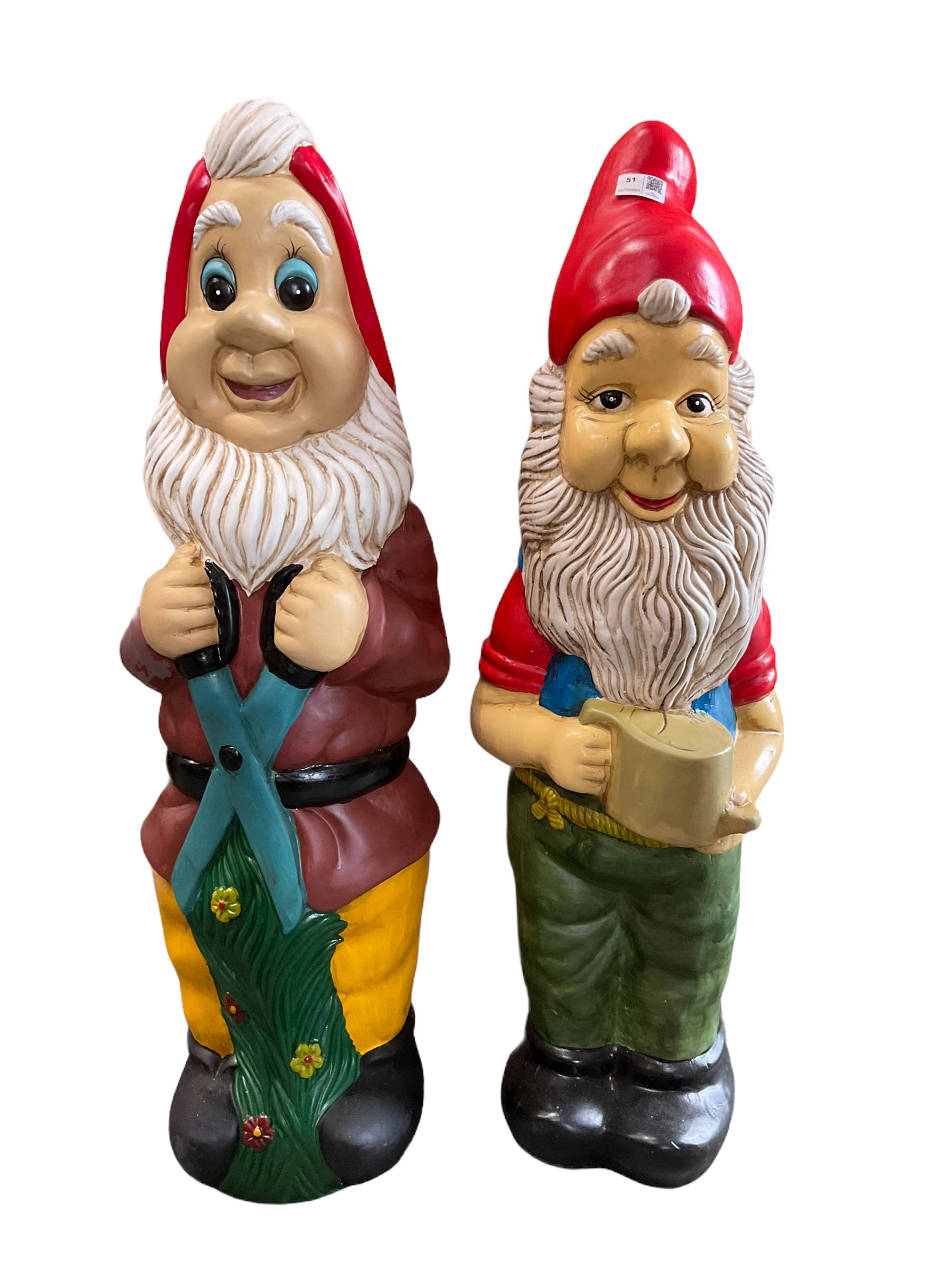 Two Linfoot garden gnomes, height approximately 90cm - THIS LOT IS TO BE COLLECTED BY APPOINTMENT FROM DUGGLEBY STORAGE, GREAT HILL, EASTFIELD, SCARBOROUGH, YO11 3TX