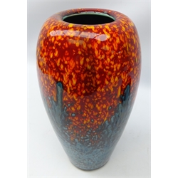  Poole Studio Sunburst design ovoid vase, H33cm and matching Concave bowl thrown by Alan White (2)  