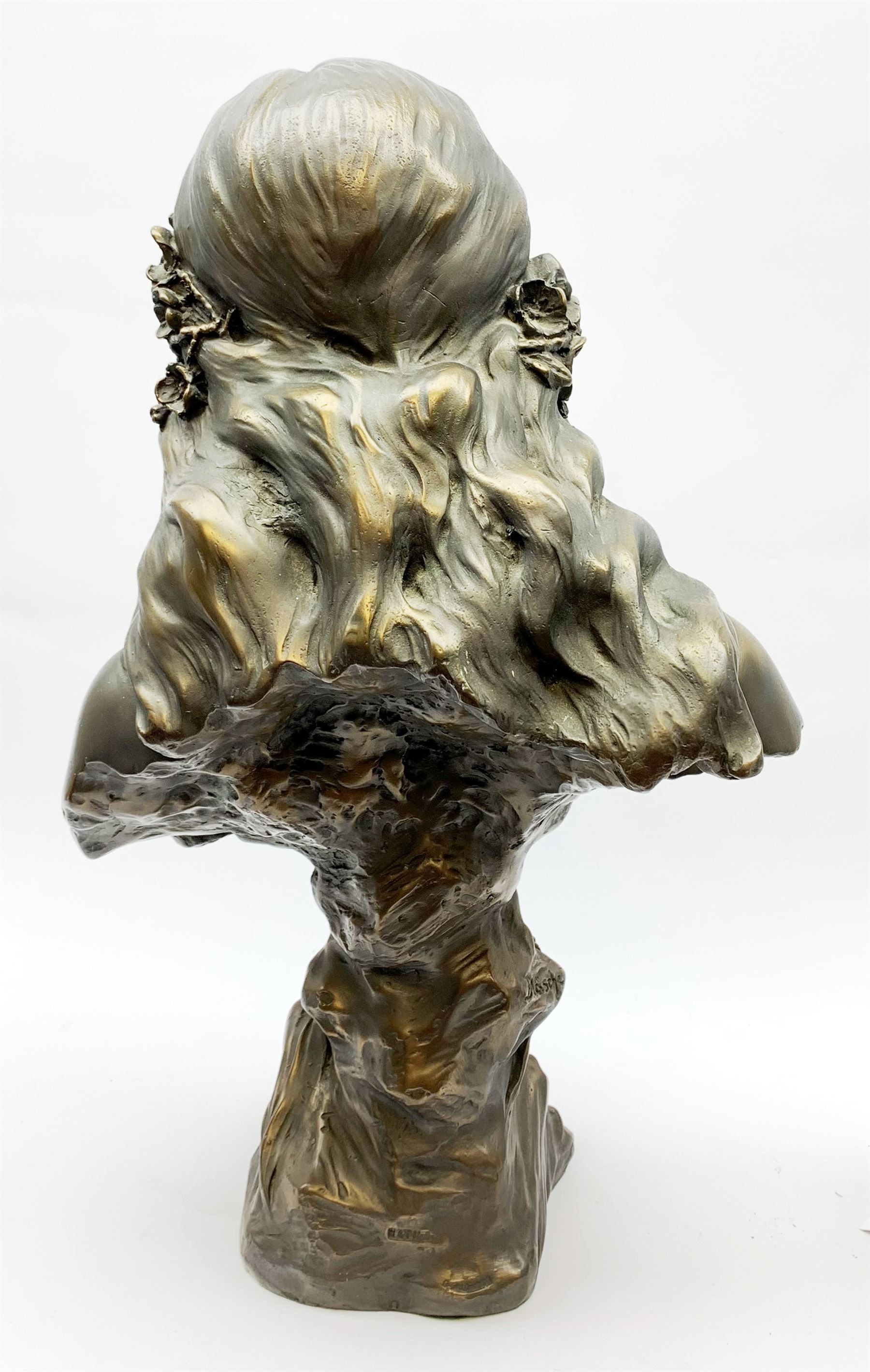 Art Nouveau style composition bust of a maiden after Blasche, 'Le Printemps'. Height 62cm