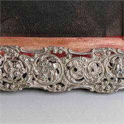 Edwardian silver mounted photograph frame, of rectangular form embossed with scrolling floral and foliate decoration, with easel support verso, hallmarked Henry Matthews, Chester 1905, H37cm