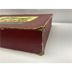 Meccano Outfit No.9 - with good quantity of red and green plates, strips, wheels, brackets, trunnions, tyres, cylinders etc; original box with lift-out tray and instruction manual