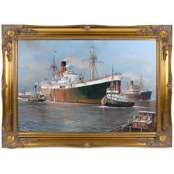 Adrian Thompson (British 1960-): The Wilson Liner Rinaldo of Hull, oil on canvas signed 49cm x 75cm 