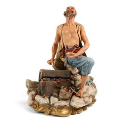 Three Capodimonte figures, comprising Fisherman, The Pirate, and The Boy 