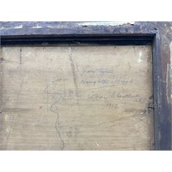 William Kay Blacklock (British 1872-1944): Loading the Hay Carts, oil on board signed, inscribed and dated 1917 verso 21cm x 27cm