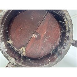 Wooden stick/umbrella stand of circular form with metal drip tray, H75cm