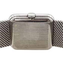 Tiffany & Co ladies 18ct white gold manual wind wristwatch, movement by Chopard, diamond and sapphire bezel, case stamped 18K with Helvetia hallmark, on 18ct white gold integral bracelet, stamped 750