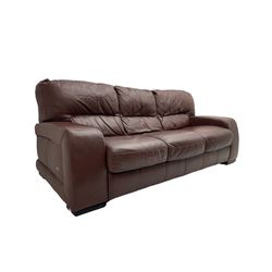 Violino Italian - three seat sofa upholstered in brown leather
