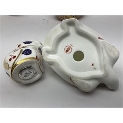 Seven Royal Crown Derby Paperweights, to include Field mouse with silver stopper, Dormouse, Chicken etc,  six without stoppers   