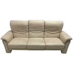 Himolla - three seat sofa upholstered in cream leather