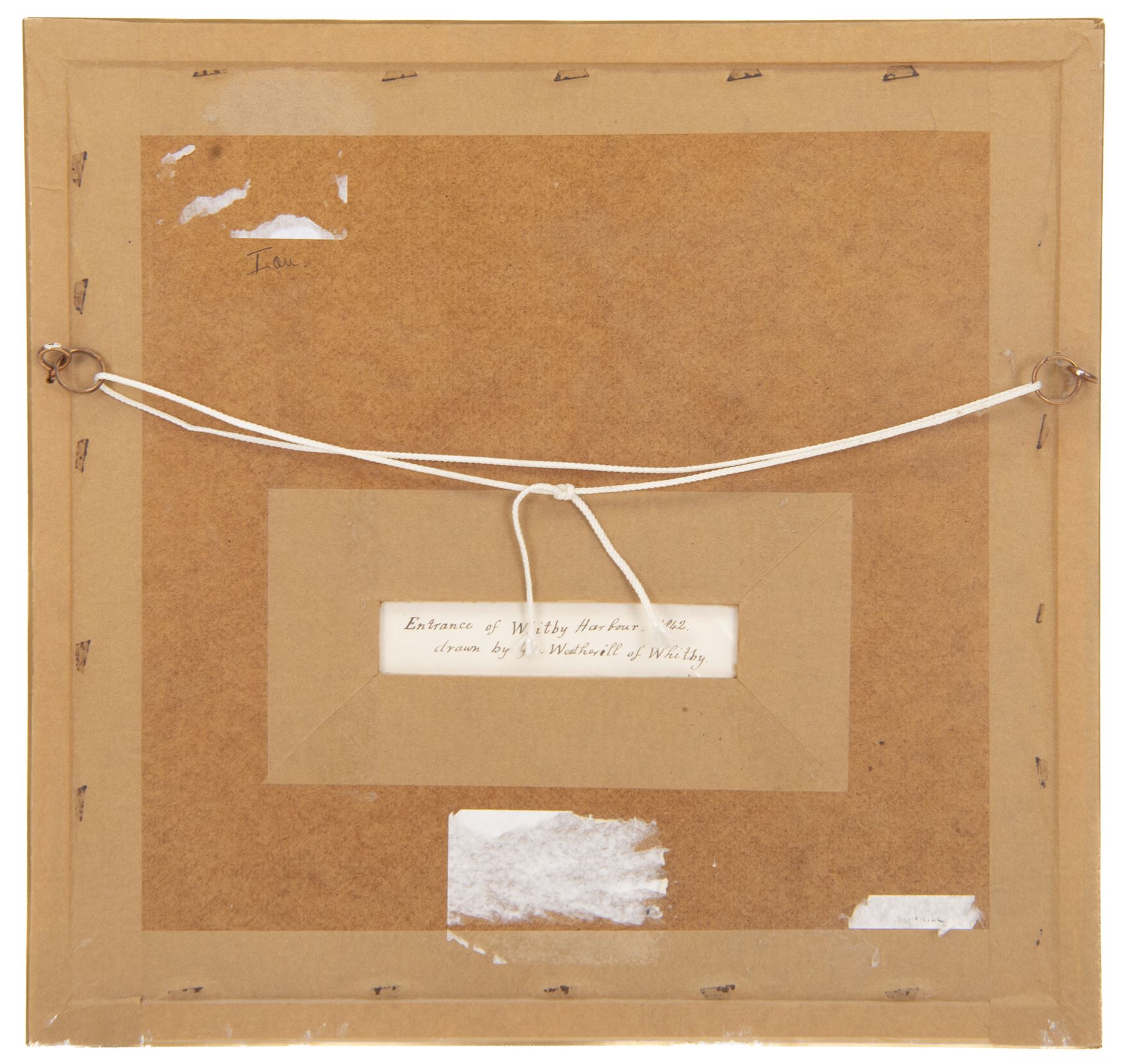 George Weatherill (British 1810-1890): 'Entrance of Whitby Harbour - 1842', watercolour unsigned, titled and attributed verso 7.5cm x 10.5cm