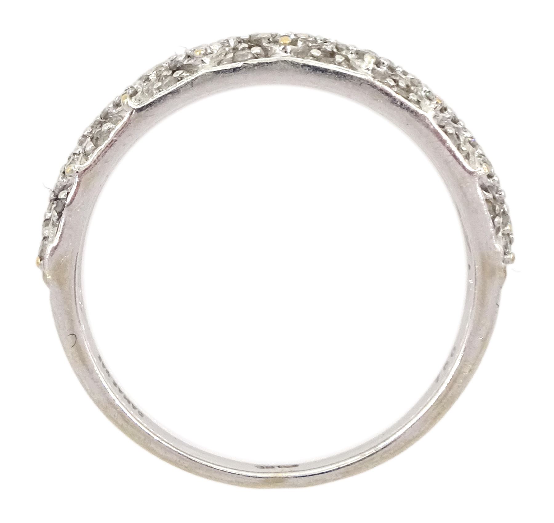 18ct white gold round brilliant cut diamond half eternity ring by Damas, stamped 750