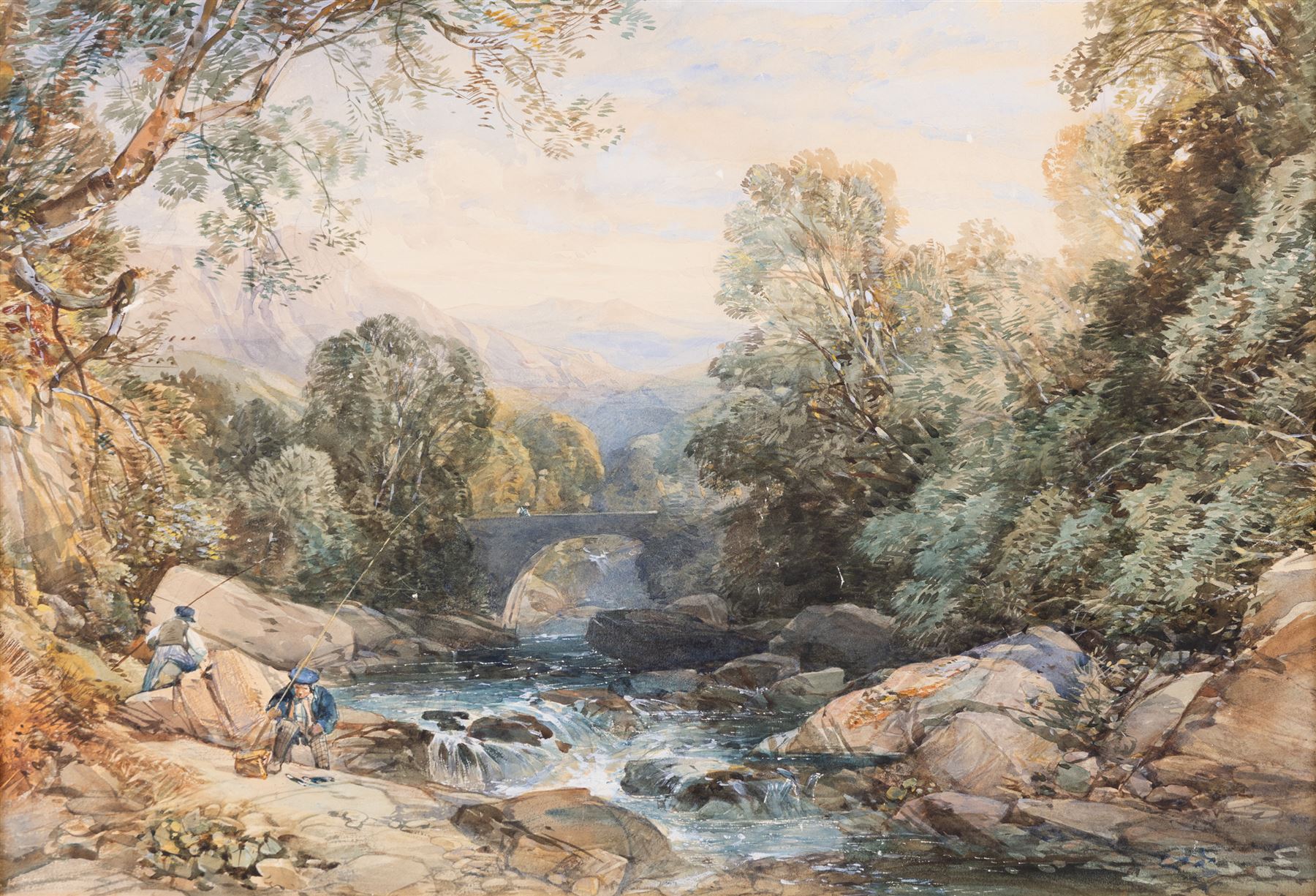 James Duffield Harding (British 1798-1863): 'Bridge on the Greta', watercolour unsigned, titled and attributed verso with provenance relating to Robert Leman of Norwich 34cm x 50cm 