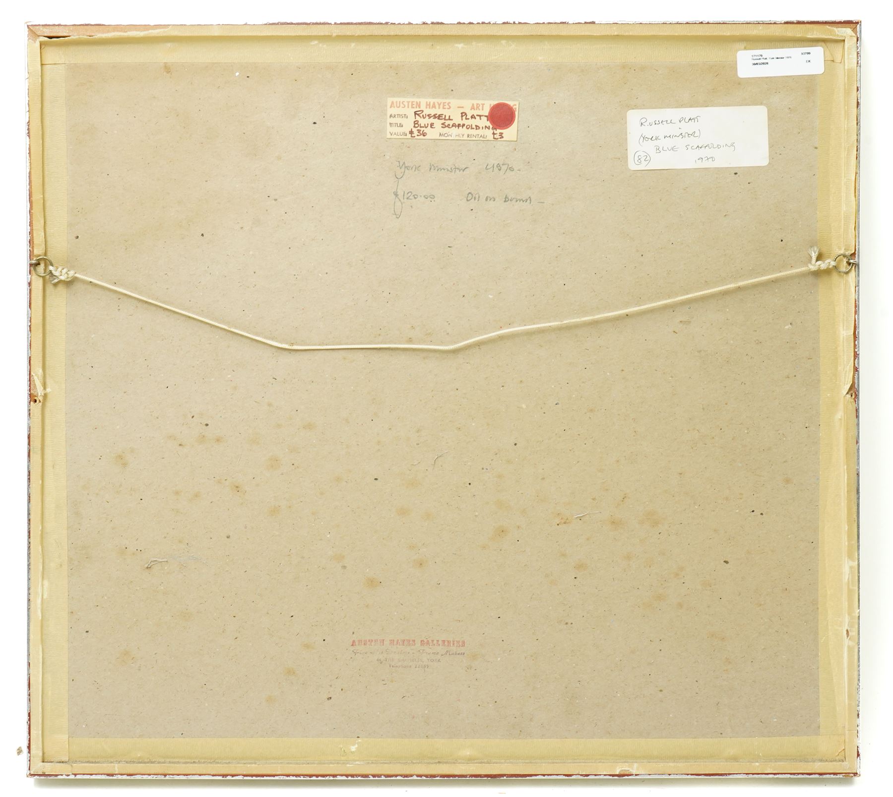 Russell Platt (British 1920-2015): 'York Minster - Blue Scaffolding', oil on board signed inscribed and dated verso 25cm x 30cm
Provenance: Austen Hayes Gallery - Shambles, York