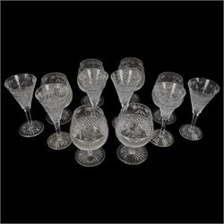 Set of six Stuart Crystal Beaconsfield pattern brandy glasses and set of six sherry glasses
