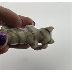 Victorian Wedgwood blue jasperware jardiniere H16.5cm; Victorian copper lustre jug; James Kent art deco style green glazed jug; and Beswick figure of a singing cat (4)