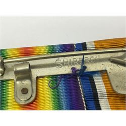 WWI pair of medals comprising British War Medal and Victory Medal awarded to G/62196 Pte. H. Ferguson R. Fus. with ribbons on wearing bar; together with bronze memorial plaque to Henry Ferguson (3)