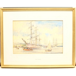 Frank Winston Shipsides (British 1908-2005): 'Shipping in the Estuary', watercolour unsigned, titled verso 25cm x 37cm