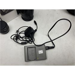 Olympus PEN-F camera body, with 'Olympus M- Zuiko Digital 25mm 1: 1.8' lens,  'Olympus M- Zuiko Digital 75-300mm 1: 4.8 - 6.7' lens and  'Olympus M- Zuiko Digital 17mm 1: 1.8' lens, with original box, together with Lowepro camera bag