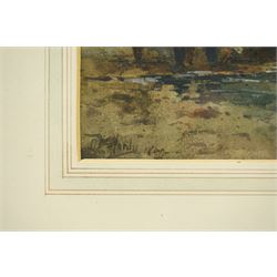 Thomas Bush Hardy (British 1842-1897): Dutch Coastal Scene with Figures and Ships, watercolour signed and indistinctly dated 18**, 16cm x 33cm