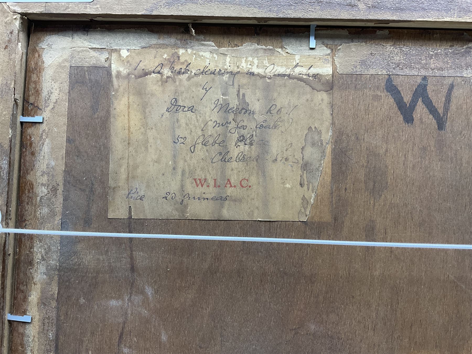 Dora Meeson Coates (Australian 1869-1955): 'A Fresh Clearing Australia', oil on board signed, titled verso on artist's Chelsea address label verso 40cm x 50cm 
Provenance: exh. W.I.A.C., label verso
Notes: Meeson was elected member of the Royal Institute of Oil Painters in London. She was also a member of the British Artists' Suffrage League