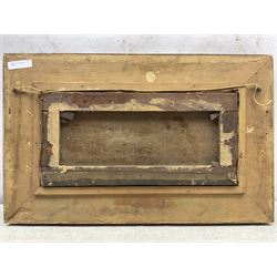 George Edward Cook (British 1844-1914): 'When the Gorse is out of Bloom, Kissing is out of Fashion - Runswick', oil on canvas signed and dated 1885, titled on the stretcher verso 20cm x 43cm