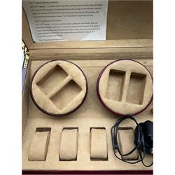 Electronic watch winder for three watches, in laminated mahogany finish, H24cm, W54cm