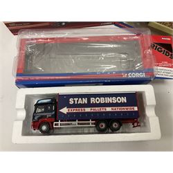 Corgi - four ‘Rigids’ limited edition 1:50 scale die-cast vehicles comprising CC14202 - Scania P Box Lorry Tunnock’s no.1035/1710; CC13515 - Volvo FM Fridge Lorry The Real McKay Ltd; CC13903 - Foden Alpha Curtainside Lorry Stan Robinson Ltd; CC11913 - ERF EC Aggregate Tipper Brian Harris Transport; all boxed (4)