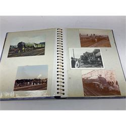 Black painted three colour railway lamp with revolving filters, H29cm; BR Acme Thunderer whistle; three railway peaked caps, two with BR Intercity 125 badge; small album of photographs of railway interest etc