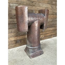 Large Victorian T shaped salt glazed terracotta chimney pot 