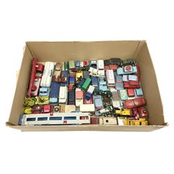 Corgi - over forty unboxed and playworn die-cast models including Simon Snorkel, Big Bedford Tractor Unit, Carrimore Mk.IV Transporter, Jeep FC-150,  Land Rover with pony trailer, James Bond Aston Martin DB5 etc; and quantity of other die-cast models by Lesney etc
