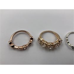 Eight silver and silver-gilt stone set rings, various designs and sizes, all stamped 925 