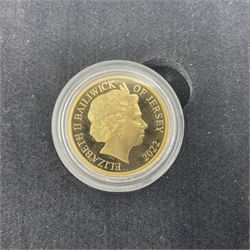 Queen Elizabeth II Bailiwick of Jersey 2022 'Trooping the Colour' gold proof one pound coin, cased with CPM certificate