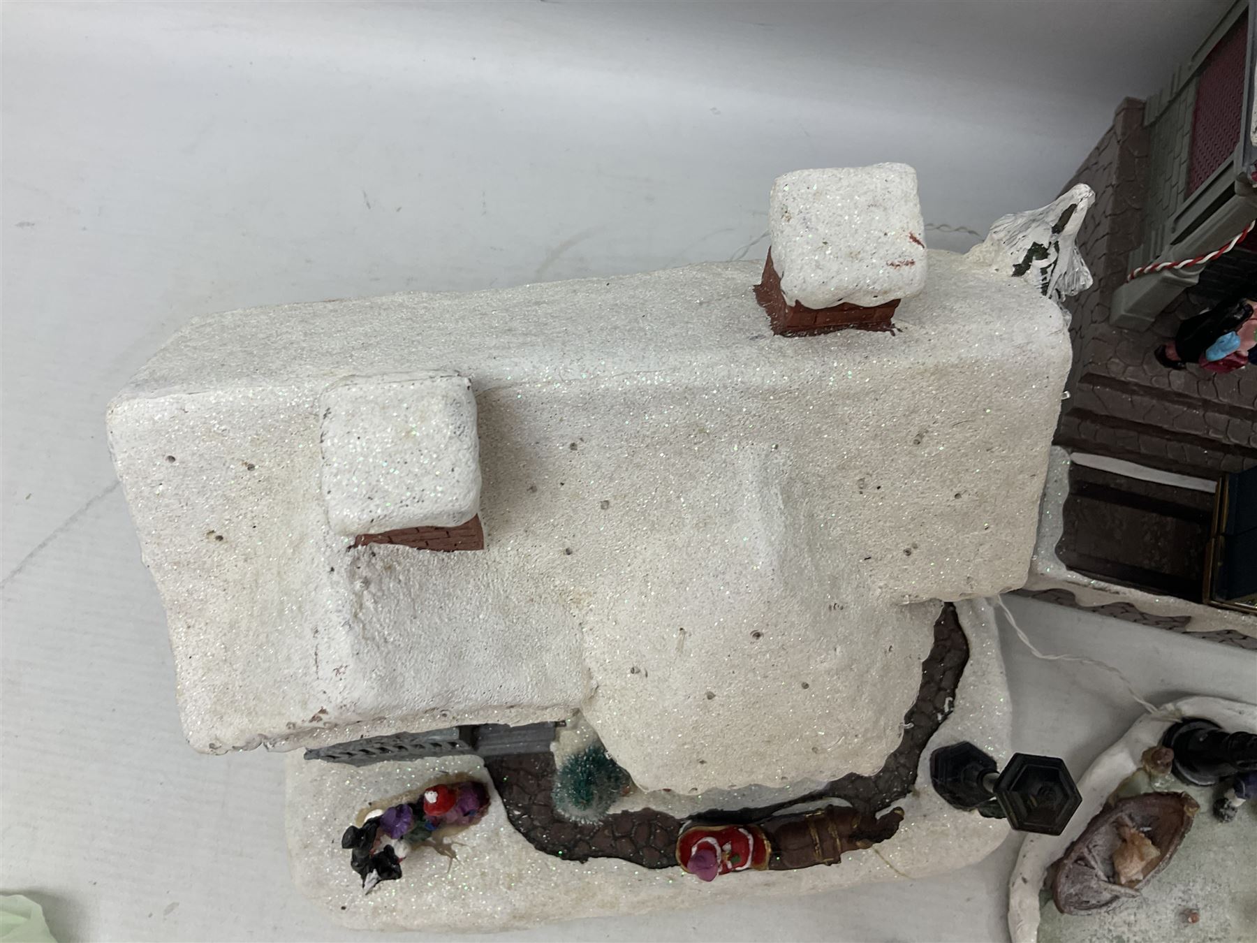 Christmas decorations; Premier LED Christmas Village scene with moving train, together with three Lumineo christmas scenes, and other similar 